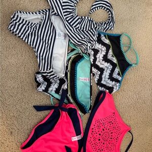 3 swim suits a hello summer! Justice Neon Pink  Swimwear Set plus 2 more sets